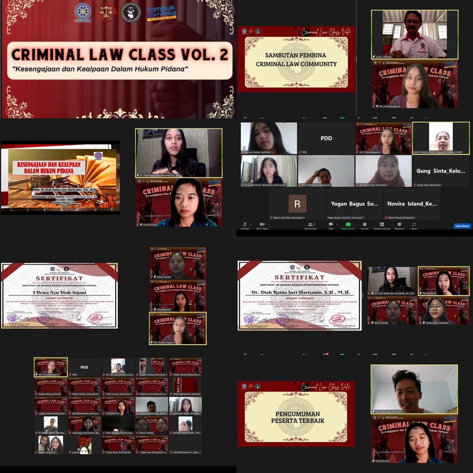 Criminal Law Community FH UNUD Organizes Criminal Law Class Vol. 2